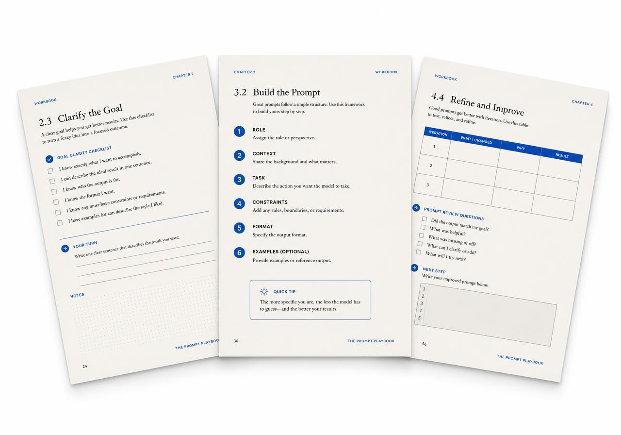 Páginas internas do e-book com checklists e processos